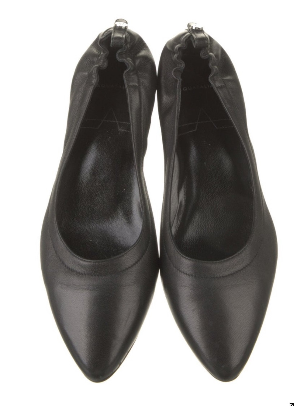 Aquatalia | Black Pointed Elastic-Back Leather Pumps | 7.5